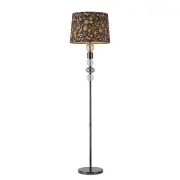 Allegra Flower Fabric Shade Metal Glass Base Standing Floor Light Lamp Black Nickel