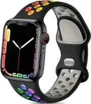 Apple Watch Band Strap (38/40/41 mm) Black/ Rainbow Color