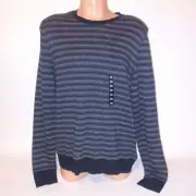 Marc Anthony Mens Sweater XXL Black Gray Stripe Slim Fit Luxury Blend New