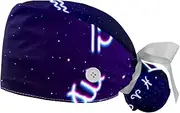[WOSHJIUK] Working Hat 2 Pack Scrub Caps for Women,Purple Zodiac Sign,Tie Back Cap Adjustable Scrub Hat