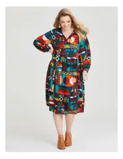 [Taking Shape] Natural Geo Patchwork Dress in Print