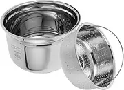 FIXOSHEE 1 Set Stainless Steel Inner Pot for Rice Cooker with Basket Capacity Multipurpose Design for Cooking Rice Soups and Steamed Foods Easy to Clean and