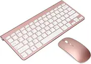 Wireless Keyboard, 78-Key Engraved Keys Comfortable Ergonomic Keyboard and Mouse Set for The Office (Rose Gold)