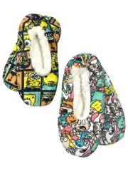 Nickelodeon Womens 2pr Spongebob & Rugrats Sherpa Ballet Slippers Shoes OSFM