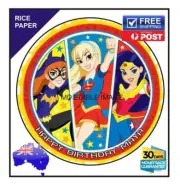 superhero girls Edible Image Rice paper birthday cake topper superhero 19cm
