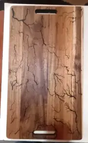 Reversible Wood Cutting Board with Juice 24" x 15 5/8" Acacia Wood Fractal Burn