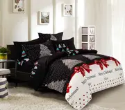 Merry Christmas Quilt/Doona/Duvet Cover Set (King Size) Black White