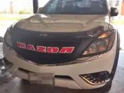 Fit For Mazda BT-50 Pro2012-2015 Pick-Up Front Grille Grill Matte Black Red Logo