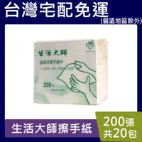 在飛比找蝦皮購物優惠-生活大師擦手紙【現貨免運 】 200抽＊20包 （21CM*