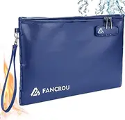 [FANCROU] Fireproof Document Bag, Cash bag, 6400℉ Fireproof Money Bag with Zipper for Cash, Fire Safe Cash Bag Banker Bag, Smell Proof Bag Money Bag with Lock, 14.5 x 11.5 inch, Blue