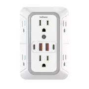 JcBlaon 6 Outlet Wall Extender Surge Protector with 4 USB Ports (2 USB-C)