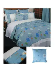 Daisy 100% Cotton Quilt Cover Set Blue