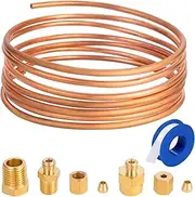 YullSorom 72'' Oil Pressure Gauge Tubing Kit, Set of Copper Tube with1/4'' x1/8'' NPT,1/8'' NPT Male x1/8'' OD and 1/8'' NPT Female x1/8'' OD Threaded Brass Parts