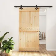Sliding Door with Hardware Set 100x210 cm Solid Wood Pine vidaXL