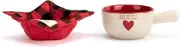 DEMDACO Yum-derful time Red and Cream 18 Ounce Stoneware Christmas Soup Crock and Bowl Cozy