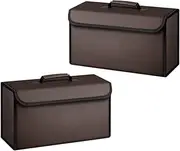 Car Boot Organiser Fit For Trumpchi GS4, GS3, GA4, GA6, GS7, GS8 The Interior Storage Box Of The Car Trunk Can Be Folded And Organized(Box brown,2pcs)