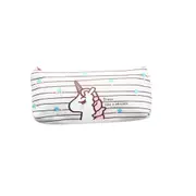 4 PCS Cute Cartoon Animal Unicorn Pattern Pencil Cases Kawaii Canvas School Supplies Stationery Pencil Case Box(White)