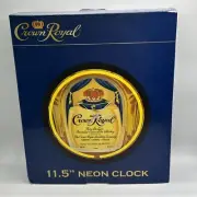 11.5" Crown Royal Whisky Bottle Sign Purple Neon Clock Man Cave Bar Garage