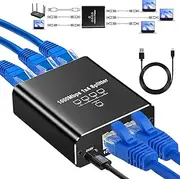 BLKing Ethernet Splitter 1 to 4, 1000Mbps Internet Splitter adapter, 4 Port Network Switch For Computers, Hubs, Switches, Routers, Digital TV ADSL(with USB-C Power Cable), black