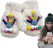 [Generic] Cartoon Winter Gloves | Winter Gloves Warm Gloves - Cycling Gloves Snow Gloves, Cold Weather Gloves Windproof, Anti-Loss Lanyard