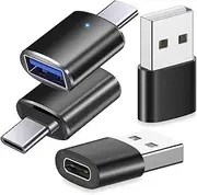 USB C to USB Adapter,USB A 3.0 Female to USB C Male Adapter x2, USB C Female to USB Male Adapter x2, Compatible with Mac-Book, Phone 15, Sam-Sung Galaxy, Smartphones, Tablets, Laptops 4 Pack