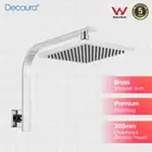 Decaura 8" Rain Shower Head Set Chrome Square Brass Swivel Gooseneck Shower Arm