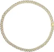 [Zoeyilan] Cuban Link Chain, Simulated Diamond Miami Cuban Necklace, Chunky Bling Iced Out Chain with Clasp, Rhinestones Jewelry Accessories for Women, Mens, Hip Hop Rapper, Couple (Gold)