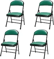 QMNUZCFD Folding Chair With Backrest,Padded Folding Chairs, Load Capacity 440lb,for Indoor & Outdoor Events, Stackable with Non-Slip Feet,4 pack(Green)
