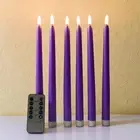Purple Flameless Taper Candles with Remote Flickering Battery Operated LED Ca...