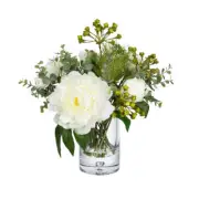 Glamorous Fusion Peony & Banksia 30cm White Artificial Faux Plant Flower Decorat