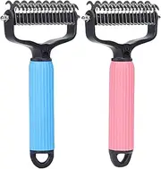Dog Grooming Brush, 2Pcs Deshedding Brush, Double-Sided Undercoat Rake for Dogs, Large Pet Grooming Tool for Shedding
