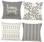 Pillow Covers 18x18 Set of 4，Modern Sofa Throw 18" x 18" (Pack of 4) Gray