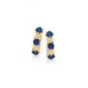 9ct Created Sapphire & Diamond Huggie Earrings in Blue
