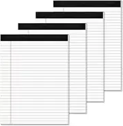 Note Pads 8.5 x 11 Wide Ruled Lined Writing Note Pad for Office 4 Pack White Legal Pads 8.5 x 11", 30 Sheets per White Notepad 28 Lines Lined Paper Pads for School Perforated Legal Notepads for Work