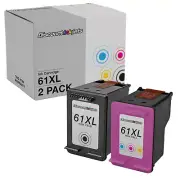 2PK BLACK COLOR Ink set for HP 61 XL CH563WN CH564WN Deskjet 1000 1010 1050 1051