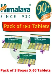 CYSTONE FORTE BY HIMALAYA RELIEF FROM KIDNEY STONES 3 BOX 180 TABS FREE SHIP2025