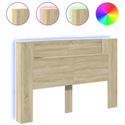 LED Lights Headboard Wooden Storage Shelf Rack Bedhead Bed Head Queen Size 160cm