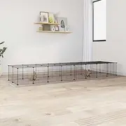 36-Panel Pet Cage with Door, Animals PlayPen, Suitable for Backyard, Garden, Camping, Easy to Assemble and Store, Black 35x35 cm Steel, Grid Height 1.5 cm