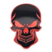 2 Pcs Universal Car Skull Shape Metal Decorative Sticker (Black Red)