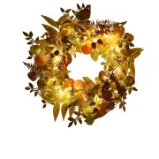 NNETM Autumn Glow: LED Light Wreath with Artificial Foliage