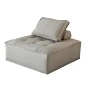 1pc Large Modular Sofa Lounge Chair Tofu Sofa Armless Seat PU Leather Couch Seat - Grey - Grey