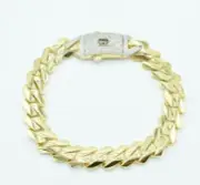 12mm Miami Cuban Royal Edge Link Bracelet Box Clasp Real 10K Yellow Gold
