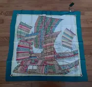 Vintage Gucci JUNK Chinese SAILING VESSEL SILK Scarf 33”x 33" NWT Ref3025