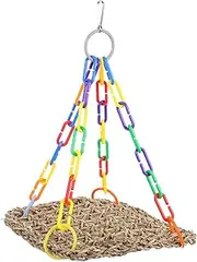 Ipetboom Parrot Swing Bird Seagrass Mat Large Chicken Coop Bird Hammock Swing Bird Toy Natural Bird Standing Perch Miniature Goldfish Grass Bird Climbing Net The Bird Aquatic Plants Molar
