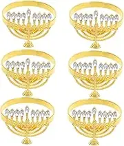 2sets Unique Menorah Napkin Ring Decorative Napkin Buckles Holder for Jewish Celebrations 6pcs*2