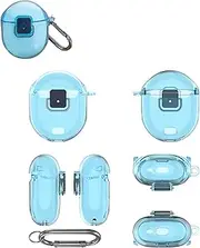 TEHAOUU Protective Case for Google Pixel Buds Pro 2 Case Cover Transparent TPU Shockproof Waterproof Anti Scratch Anti Fall Easy Carrying Sleeve with Keychain (Transparent Blue)
