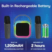 Laser Mini Karaoke Speaker with Dual Mics Black