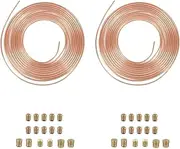 3/16"(4.76mm) x 50ft(15.24m) Brake Pipe Copper Coated Steel Tubing with 32 Nuts Fittings, Automotive Replacement Brake Lines Kit, Car Replacement Brake Hose Line Kit, Car Inner Steel Brake Oil Pipe