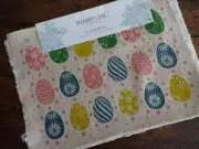 SHABBY CHIC EASTER EGGS Spring PINK Multi COTTON Fringed PLACEMATS 4PC Set