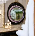 15" Amethyst & Rose Quartz Stone Wall Mirror Handmade Crystal Healing Home Decor